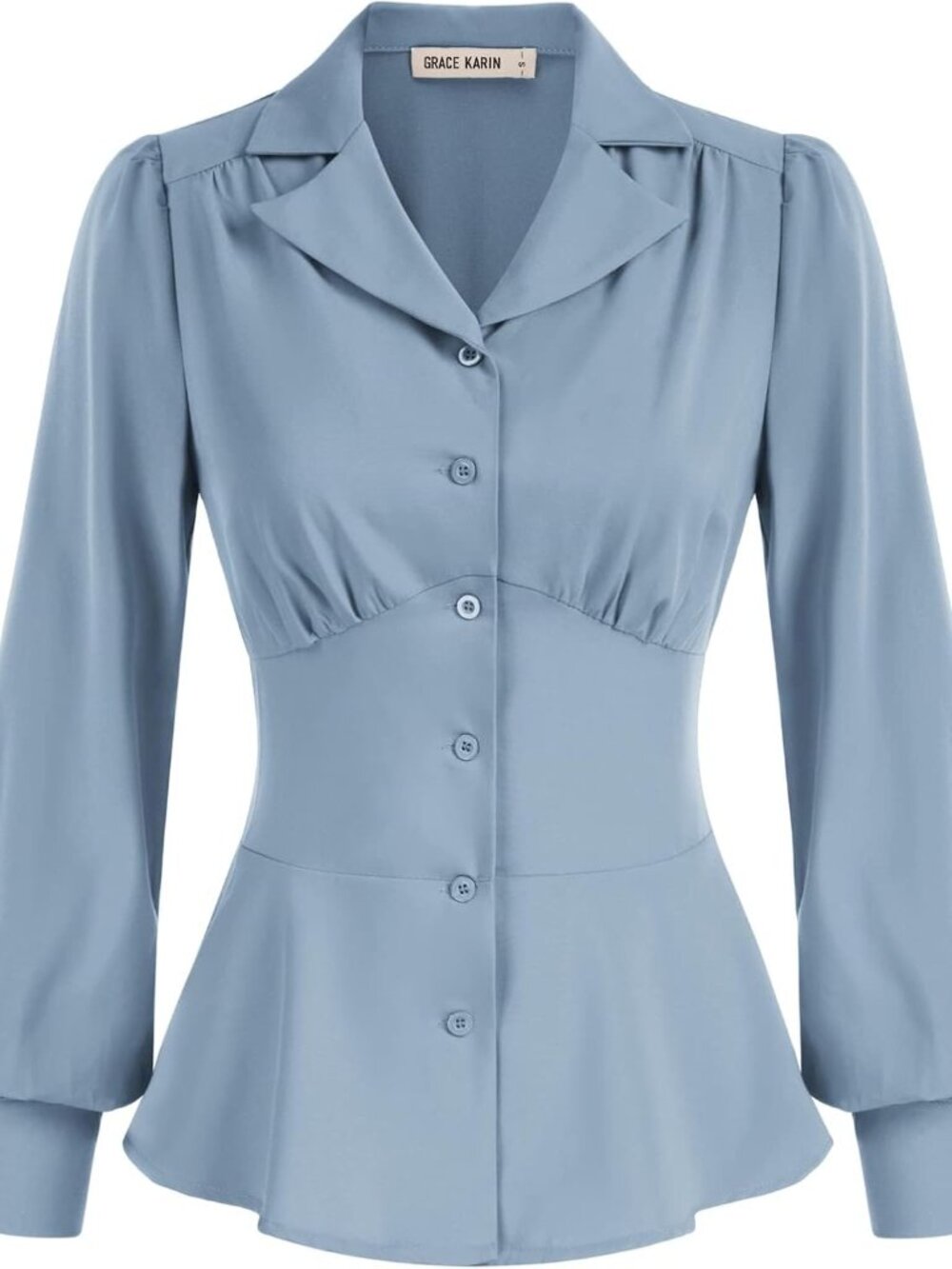 2026 Women's Long Sleeve Dressy Tops Peplum Button Blouses